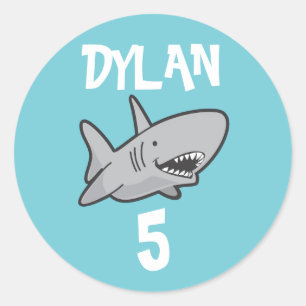Baby Shark Blue Birthday Classic Round Sticker