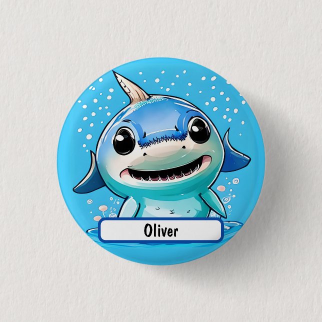 Baby Shark Button With Custom Nametag (Front)