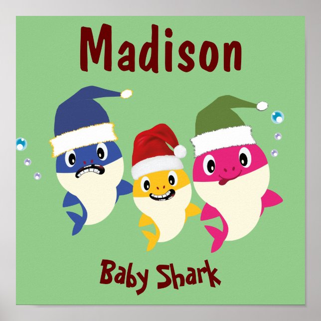 Baby Shark Festive Christmas Awesome  Poster (Front)