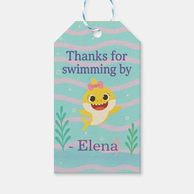 Baby Shark Themed Favour Tags (Front)