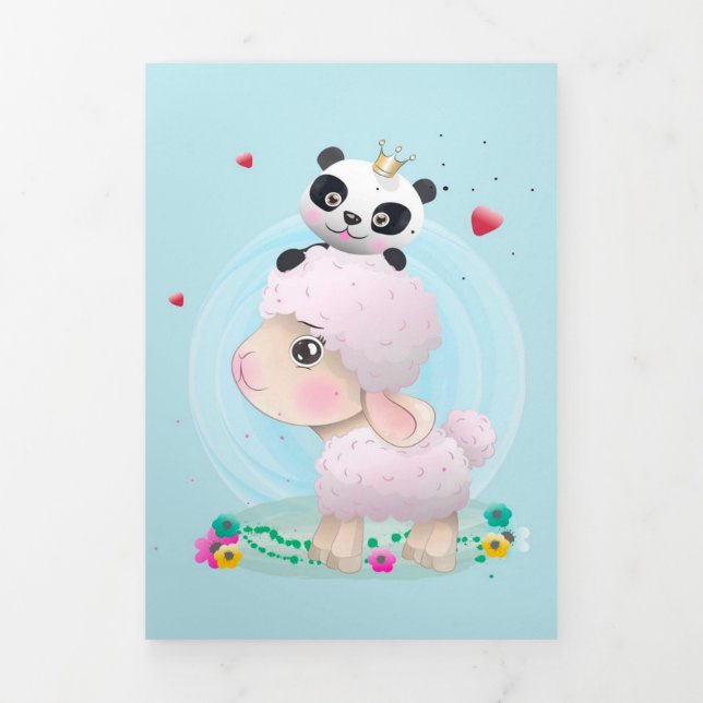 Baby sheep | A Funny Gift For Birthday  Tri-Fold Announcement (Cover)