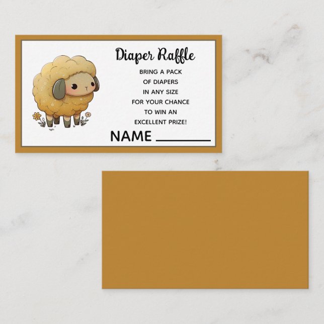 Baby Sheep Diaper Raffle Enclosure Card (Front/Back)
