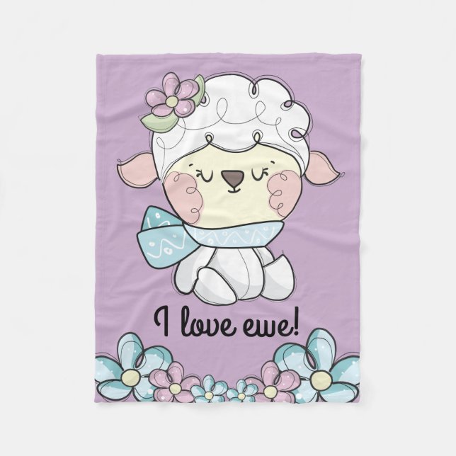 Baby Sheep Love Ewe You Kids Fleece Blanket (Front)