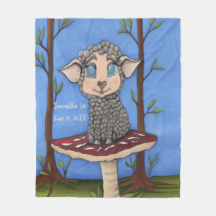 Baby Sheep on Toadstool Fleece Blanket
