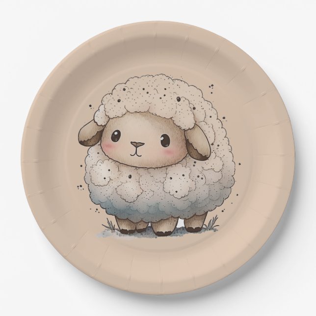 Baby Sheep  Paper Plate (Front)