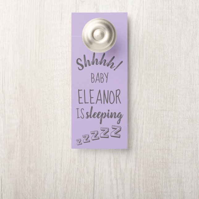 Baby Shhh Sleeping Lavender Door Hanger (On Knob)