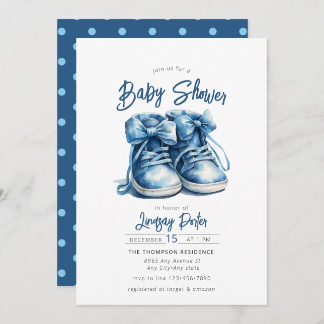 Baby Shoes | Blue Boy Baby Shower Invitation (Front/Back)
