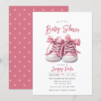 Baby Shoes | Pink Girl Baby Shower Invitation