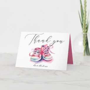 Baby Shoes   Pink Girl Baby Shower Thank You Card