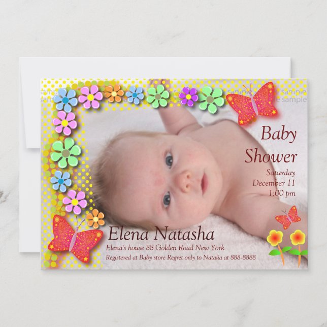 Baby shower 001 Butterfly Invitation (Front)