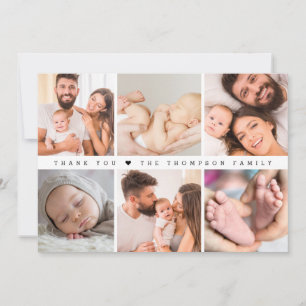 Baby Shower 6 Photos Collage Simple Thank You Card
