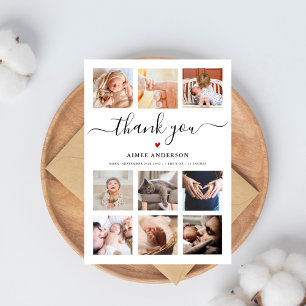 Baby shower 9 photo collage thank you chic script
