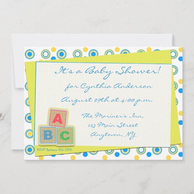 Baby Shower ABC Blocks Invitation (Front)