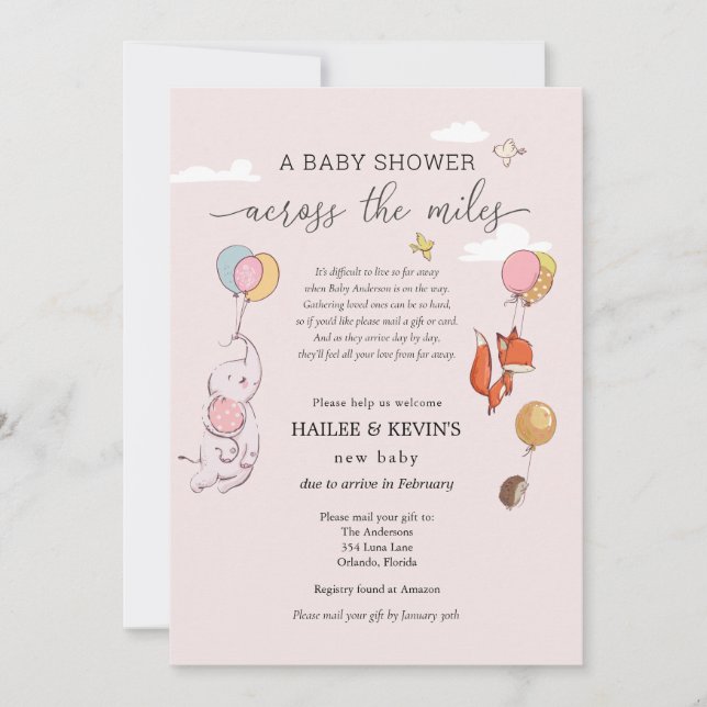 Baby Shower Across the Miles Invitation (Front)