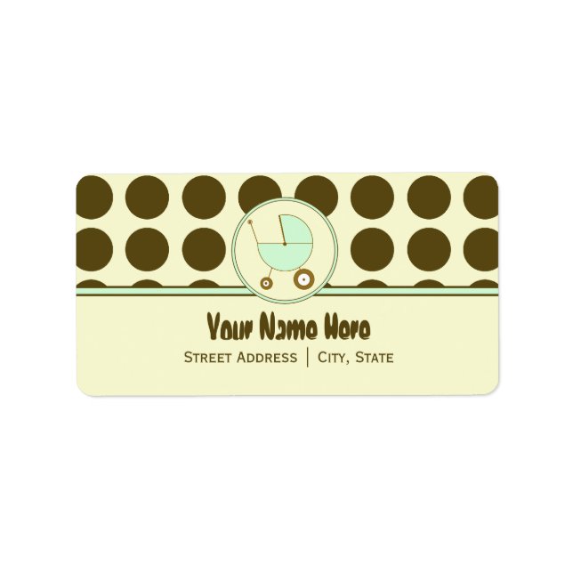 Baby Shower Address Label- Polka Dot & Green Label (Front)