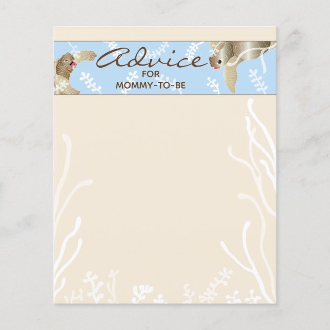 Baby Shower Advice Card "Blue Turtle" (Front)