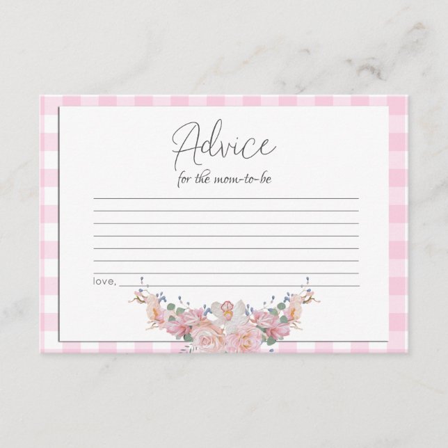 Baby Shower Advice Card | BOHO Baby Shower Pink (Front)