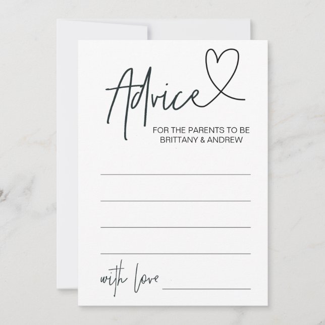 Baby Shower Advice Card Personalised (Front)