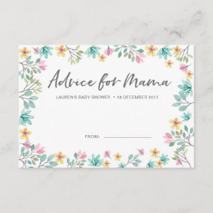 Baby Shower Advice Cards   Colourful flowers