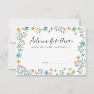Baby Shower Advice Cards   Colourful flowers