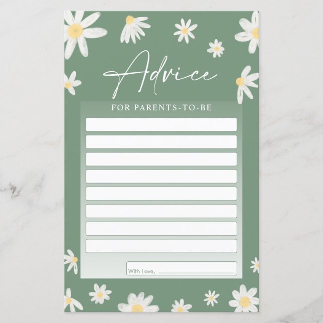 Baby Shower Advice Cards for Parents-To-Be  (Front)