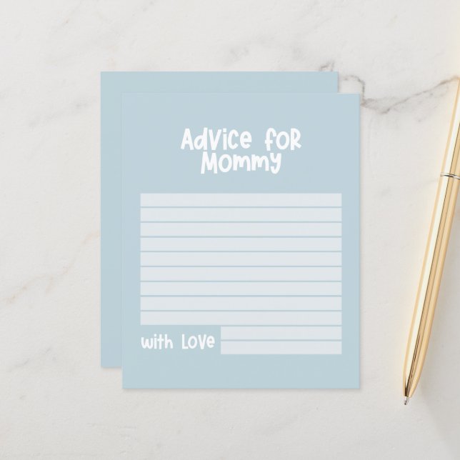 Baby shower advice for mummy modern baby blue (Front/Back In Situ)