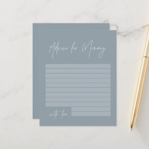 Baby shower advice for mummy modern dusty blue