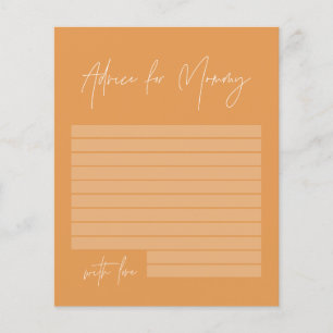 Baby shower advice for mummy modern stylish orange