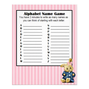 Baby Shower Alphabet Name BINGO Game Bunny Flyer