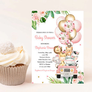 Baby Shower Animals Balloons Invitation