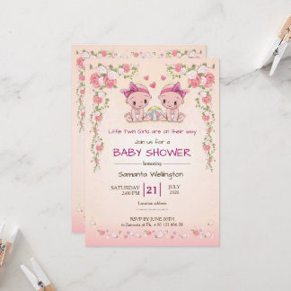 baby shower announcement for TWIN Girls