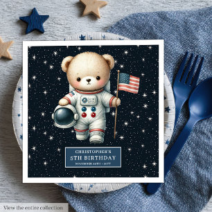 Baby Shower Astronaut Teddy Napkins Personalised 