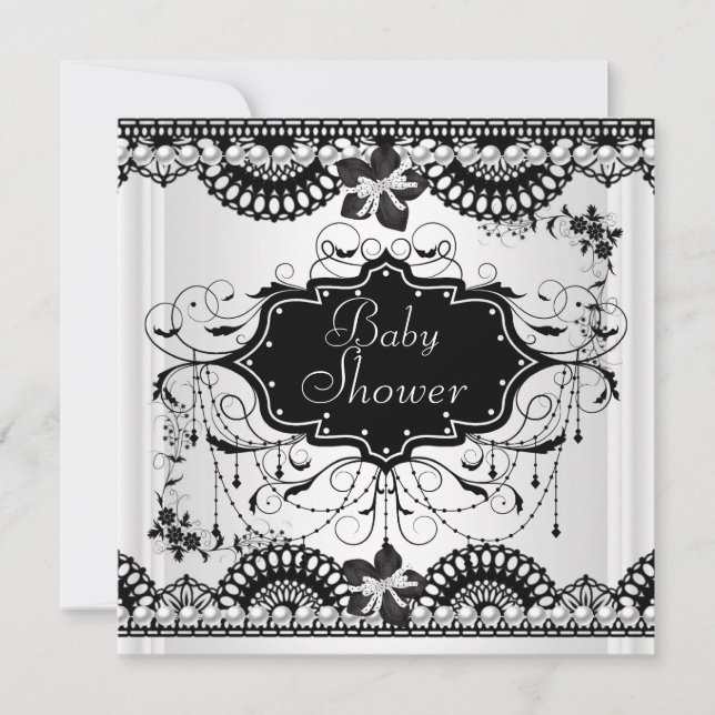Baby Shower Baby Black White Girl or Boy Invitation (Front)