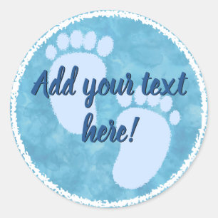 Baby Shower Baby Blue Watercolor Custom Classic Round Sticker