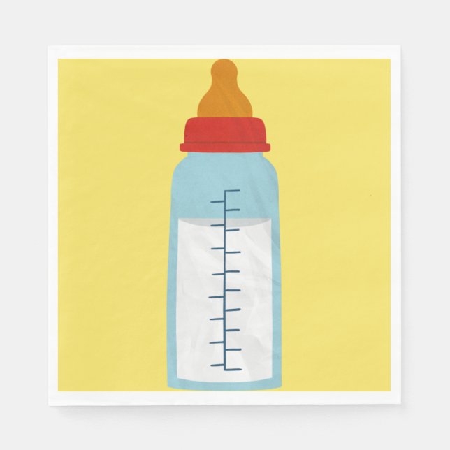 Baby Shower- Baby Bottle on Yellow Luncheon Napkin (Front)