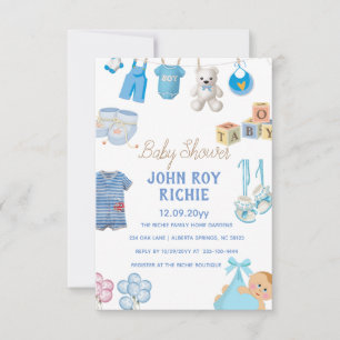 Baby Shower Baby Boy Blue RSVP Card