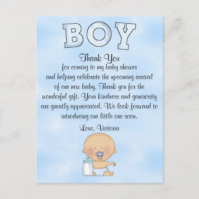 Baby Shower Baby Boy Postcard (Front)