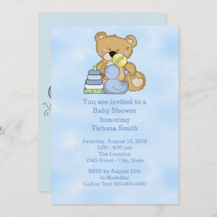 Baby Shower Baby Boy Teddy Bear Invitation