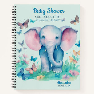 Baby Shower Baby Elephant Guest Gift List Notebook