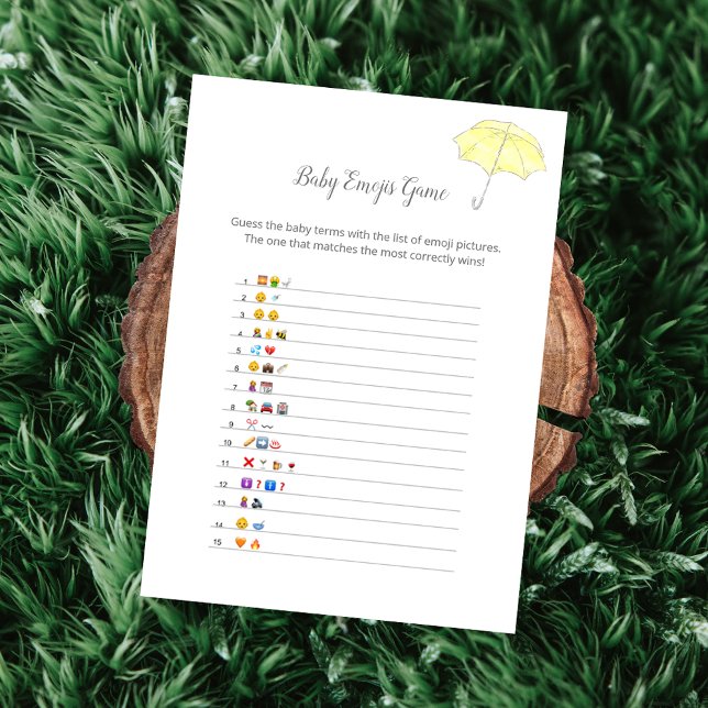 Baby Shower Baby Emoji Pictures Shower Game Card (Creator Uploaded)