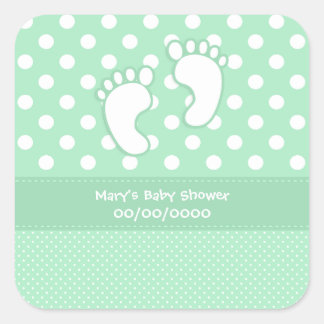 Baby Shower Baby Feet Square Sticker