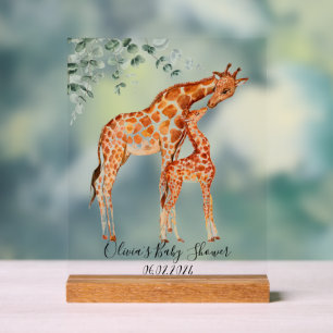 Baby shower baby giraffe acrylic sign