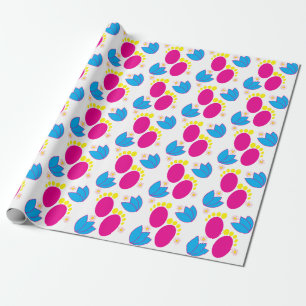 Baby Shower Baby Girl Baby Feet Colourful Floral Wrapping Paper