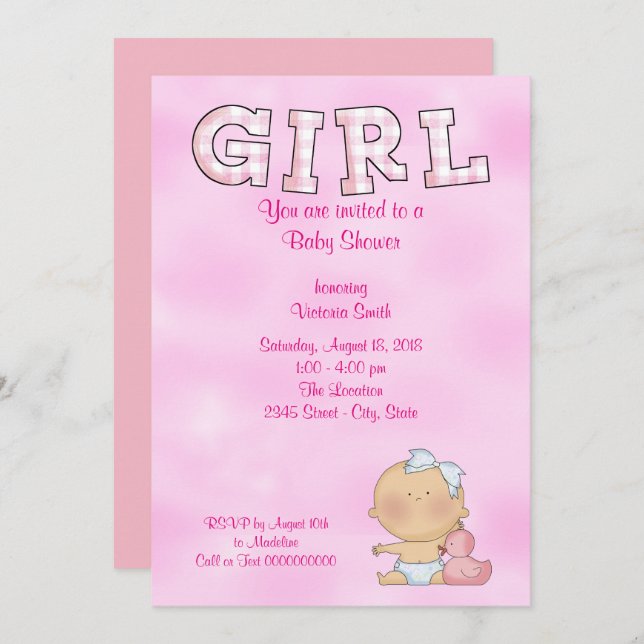 Baby Shower Baby Girl Invitation (Front/Back)