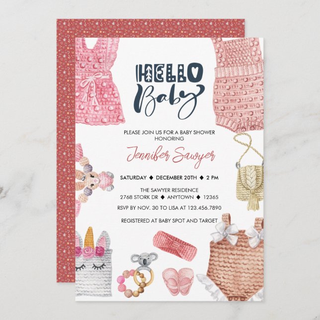 Baby Shower Baby Girl Shower Invitations (Front/Back)