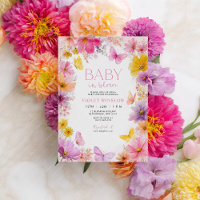 Baby Shower Baby in Bloom Butterfly Pink Purple