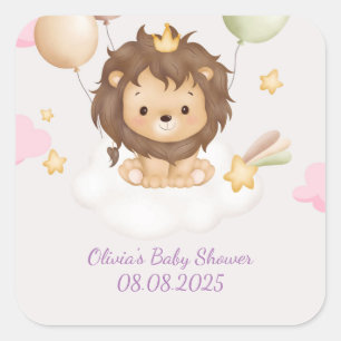 BABY SHOWER BABY LION  SQUARE STICKER