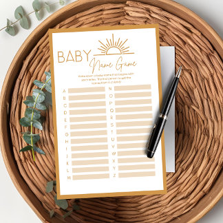 Baby Shower Baby Name Game Sunshine Boho