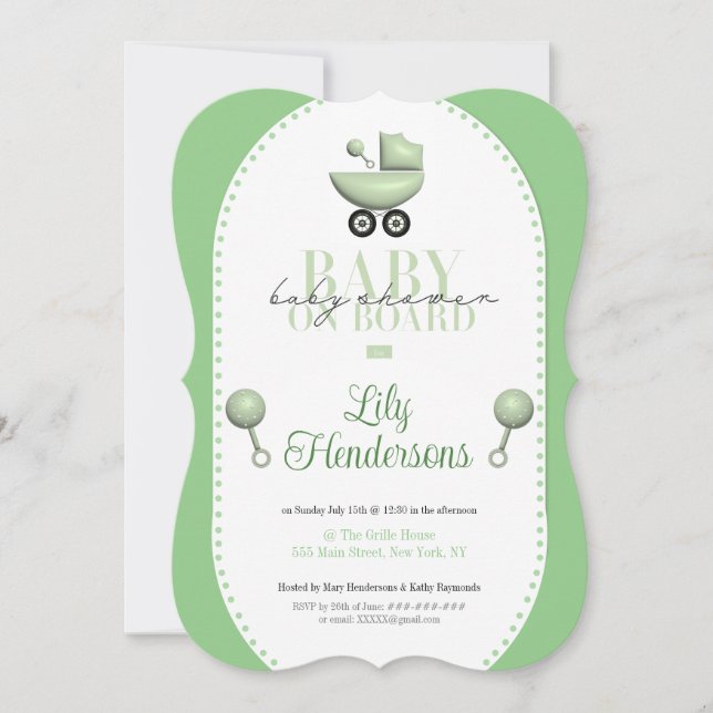 Baby Shower Baby on Board Invite Party Invitation (Front)
