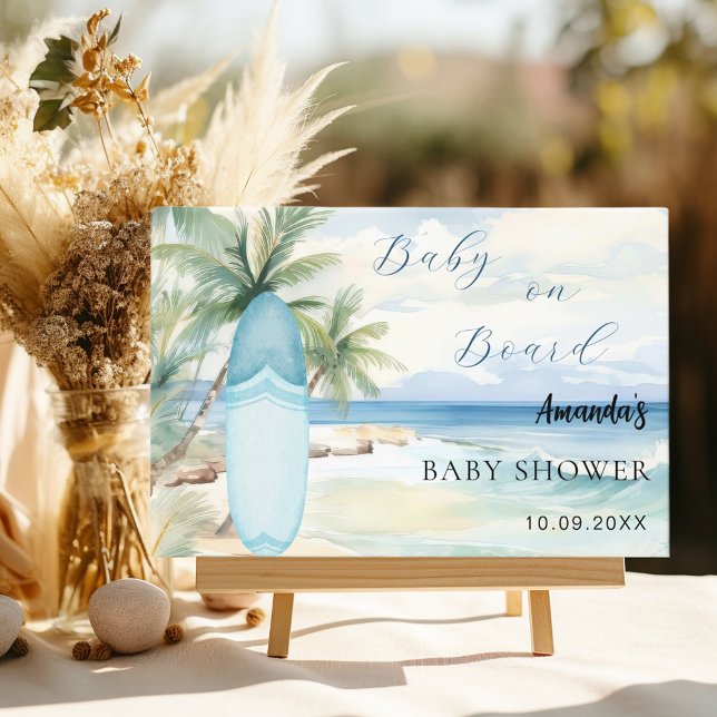 Baby shower baby on board surfboard guest book (Creator Uploaded)